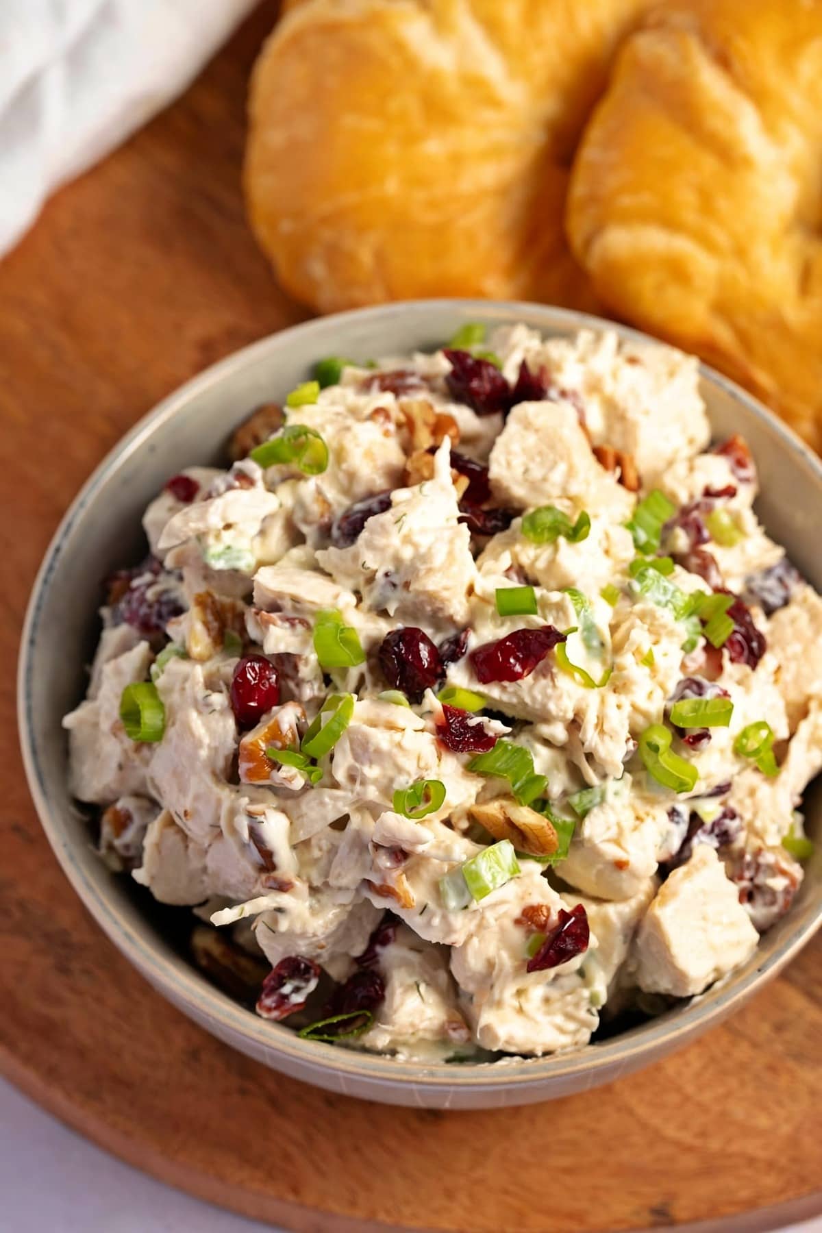 Homemade Cranberry Chicken Salad with Chopped Pecans and Green Onions