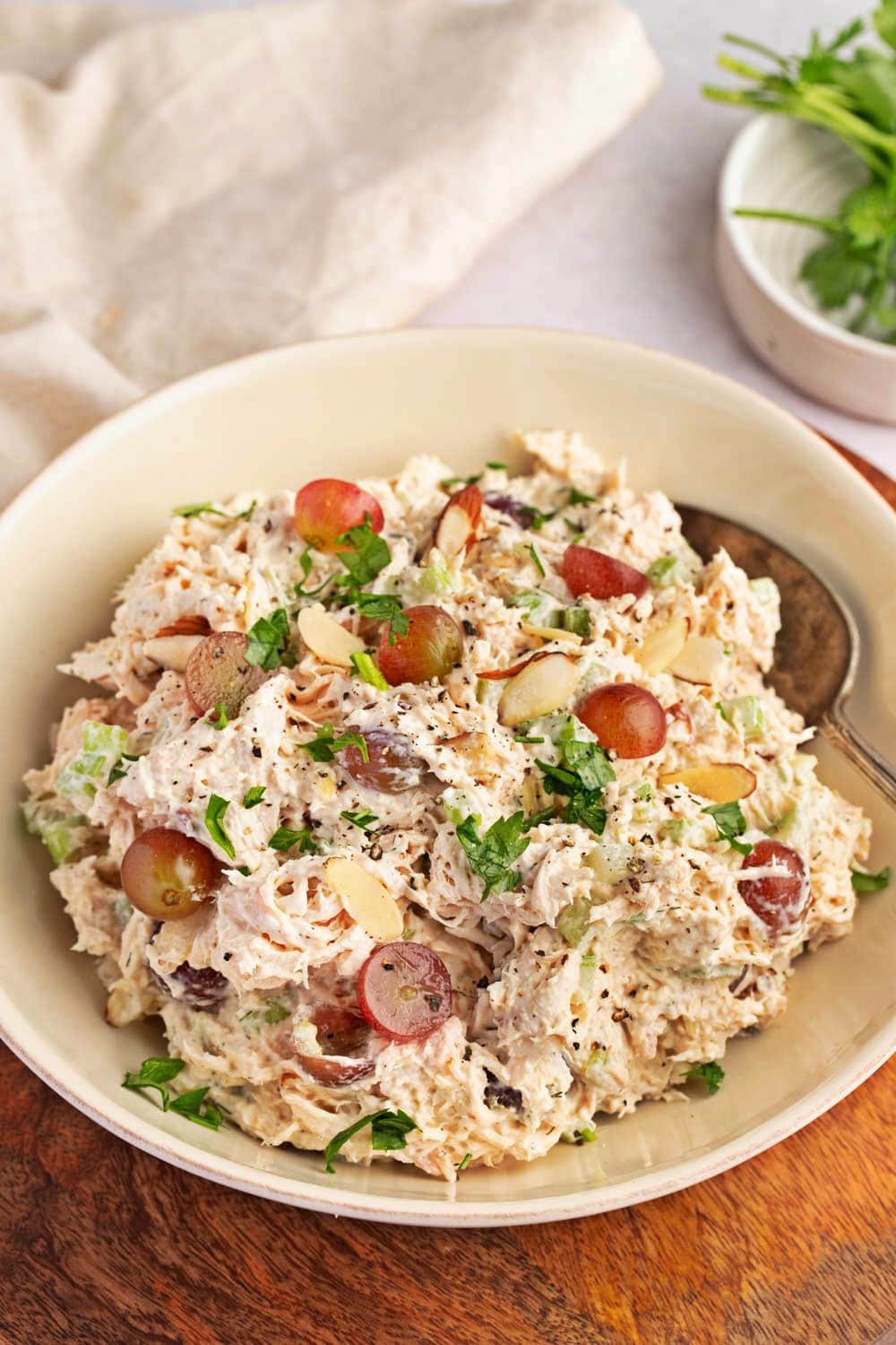 Homemade Rich and Creamy Rotisserie Chicken Salad with Grapes