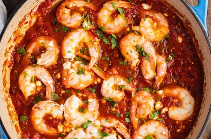 Greek Shrimp Saganaki (With Tomatoes and Feta)