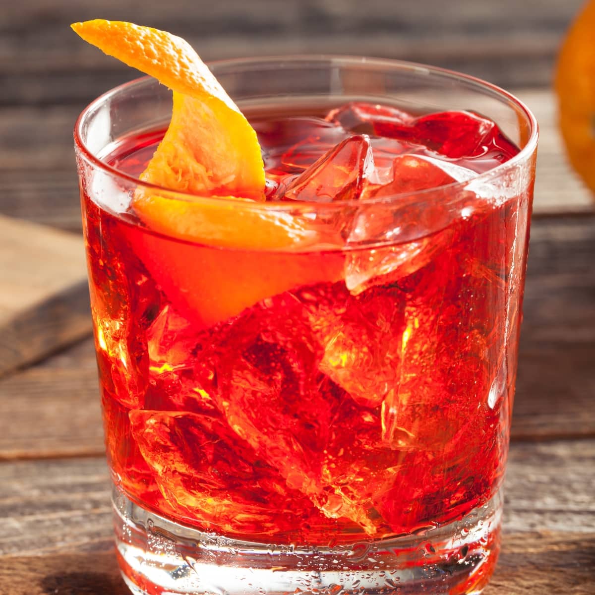 Ice Cold Glass of Refreshing and Boozy Negroni Cocktail