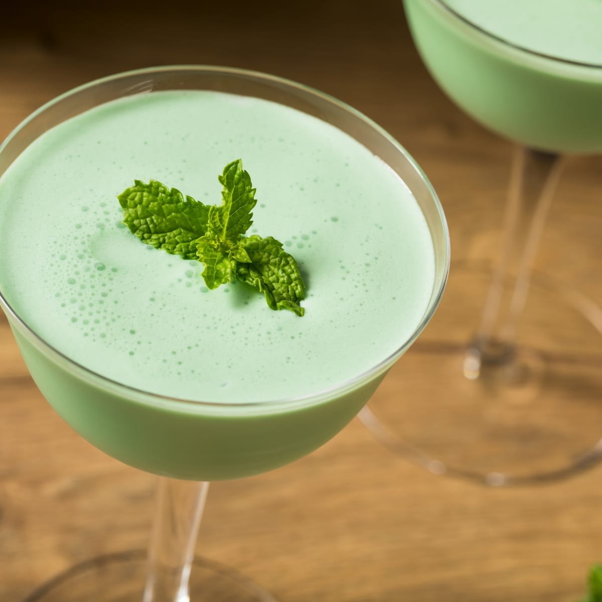 Frozen Boozy Mint Grasshopper Cocktail with Creme de Cacao