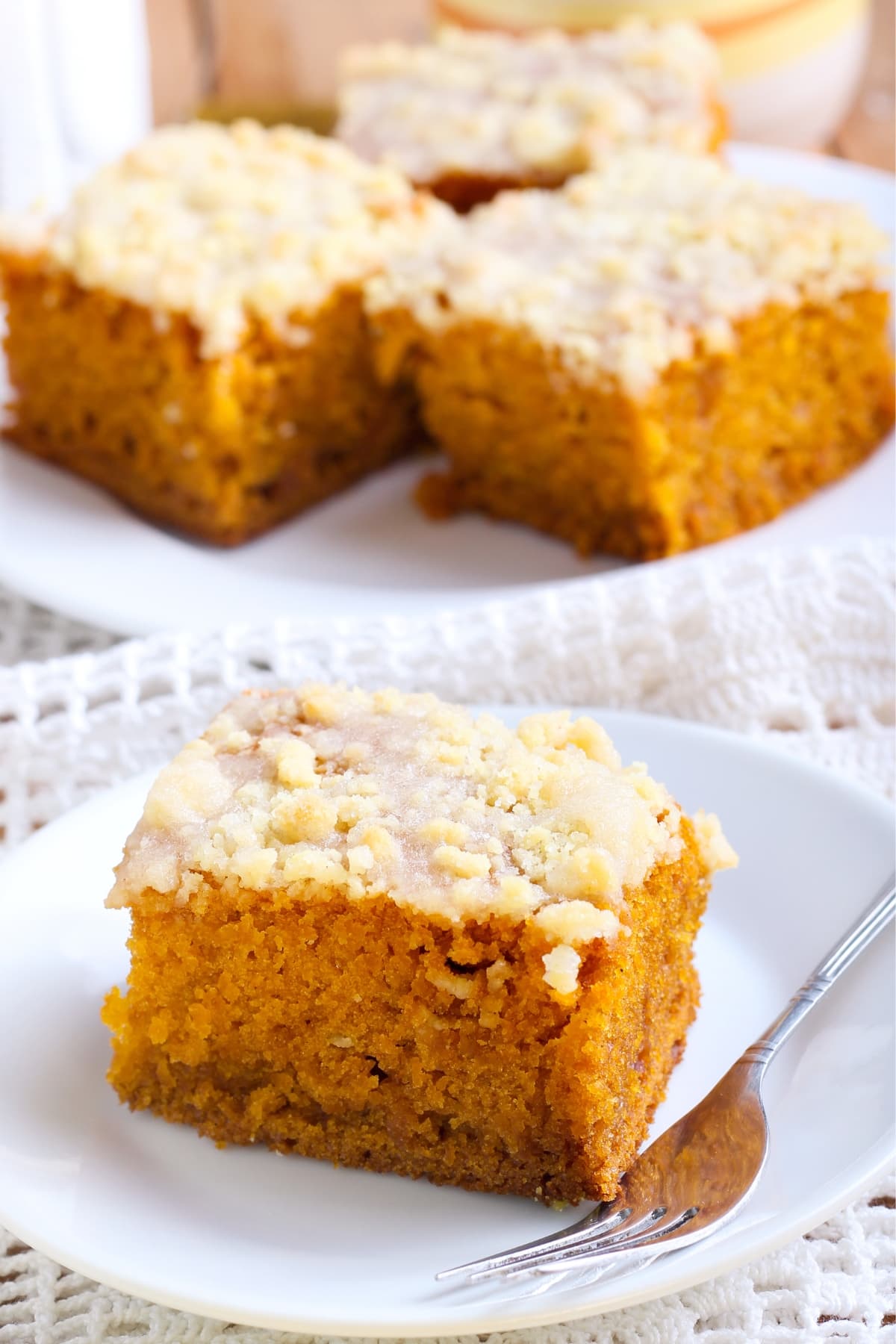 Pumpkin Coffee Cake Cut on Squares