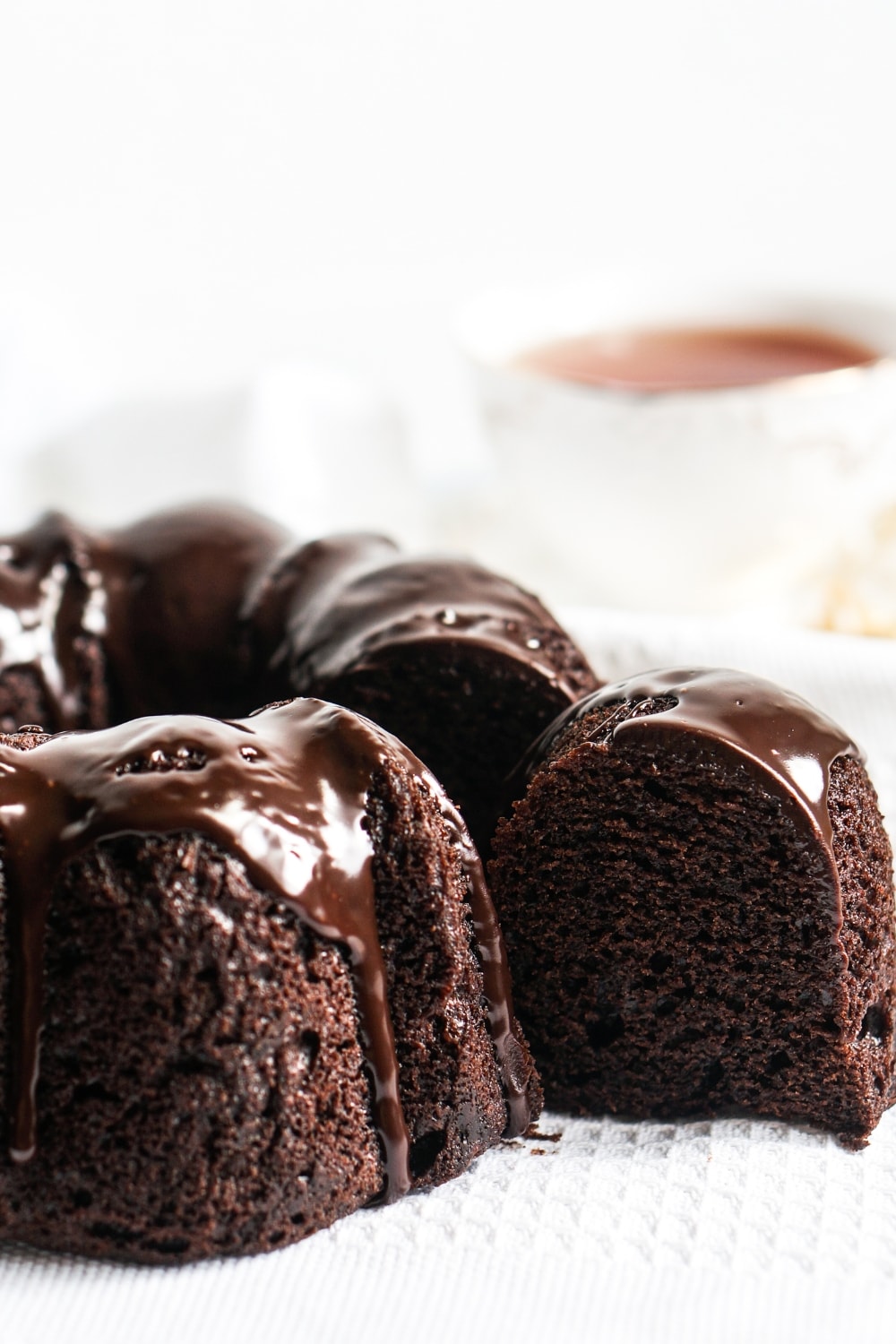 Chocolate Pound Cake, Sliced Dripping With Chocolate Ganache Icing