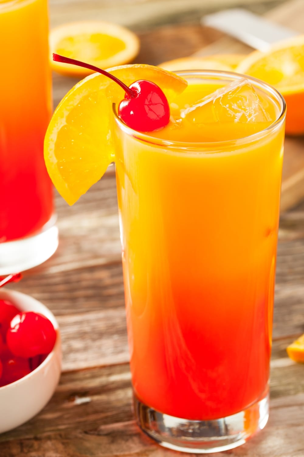 Sunrise Tequila with Cherry and Orange Slice