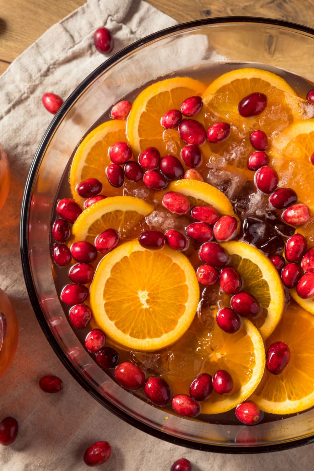 Homemade Refreshing Christmas Punch with Cranberries and Oranges