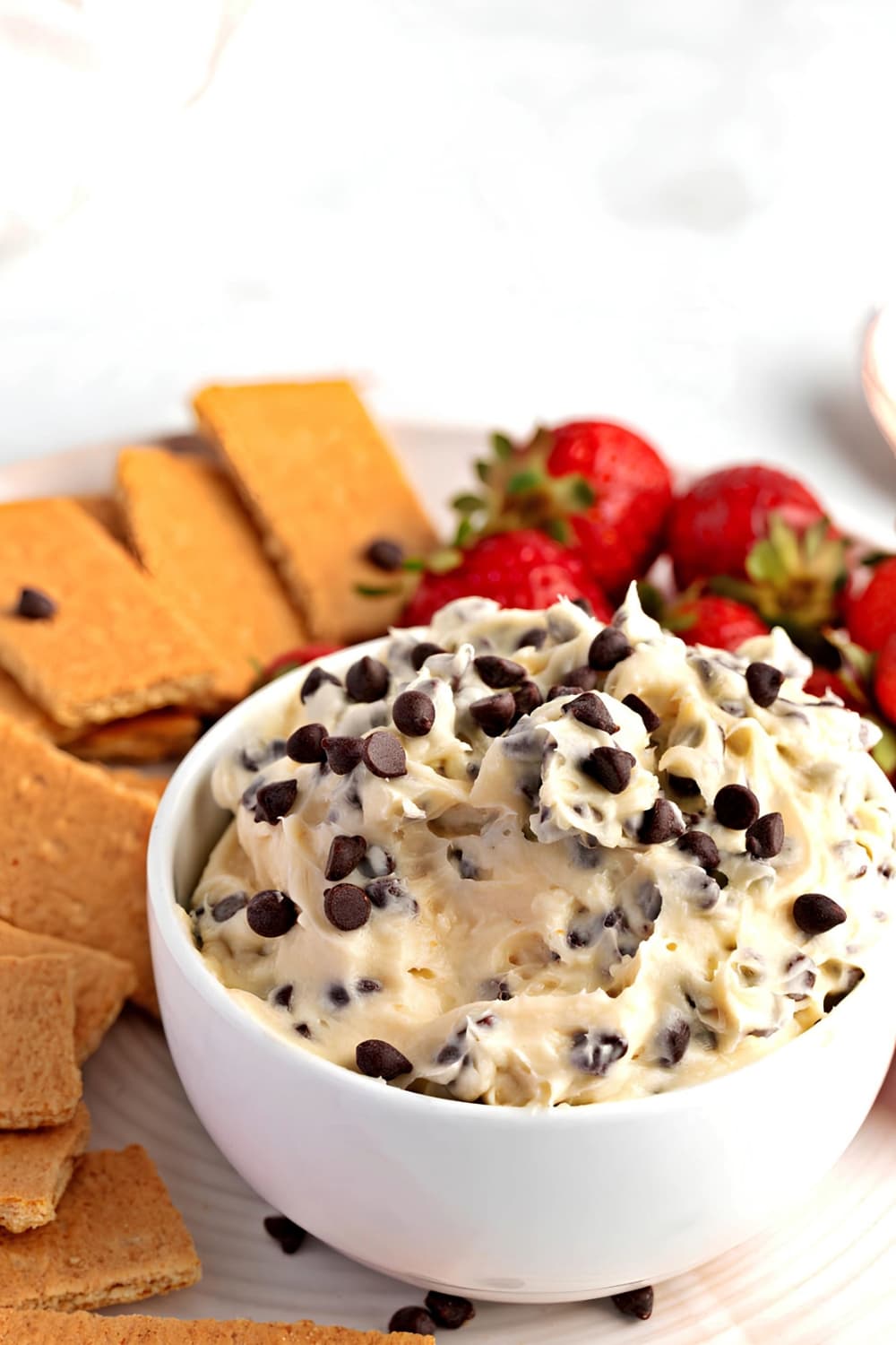 Cheesecake Dip on Bowl with Crackers and Strawberries on the Side