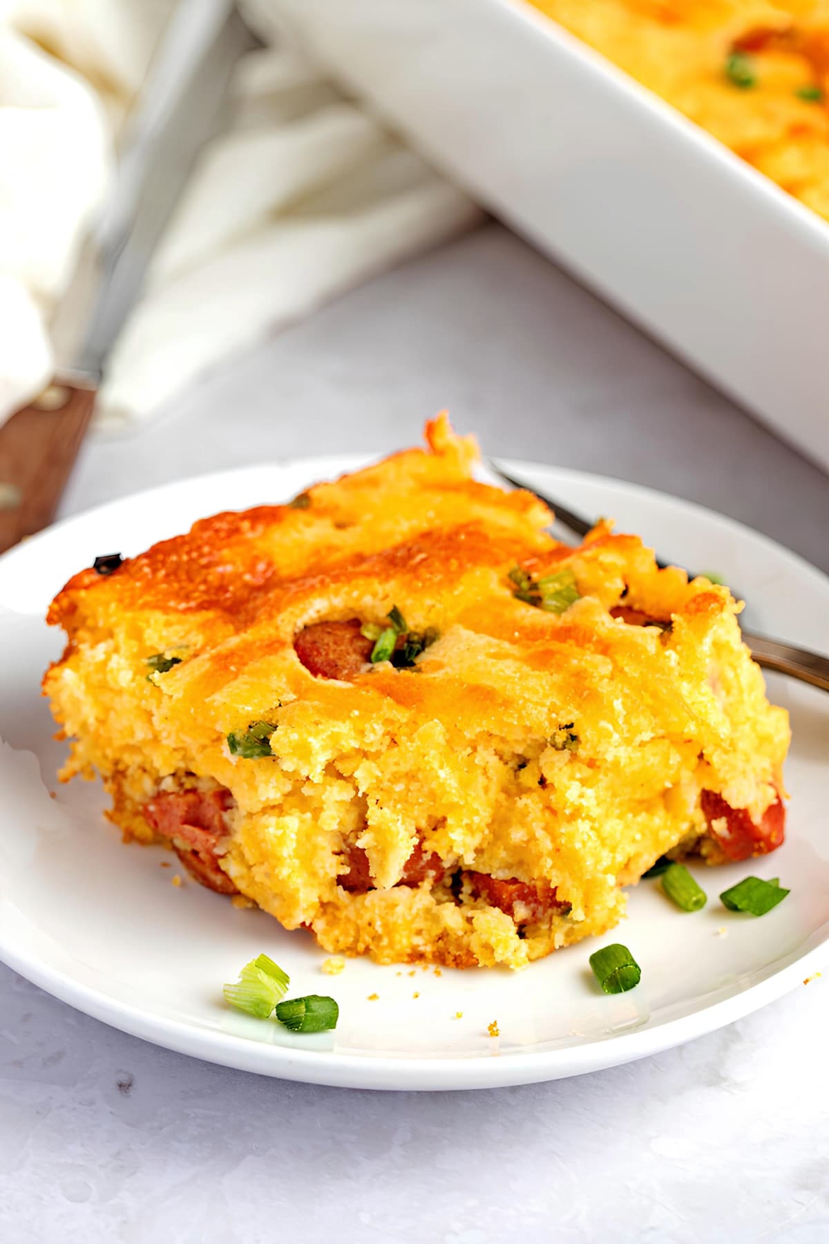 Corn Dog Casserole with Green Onions