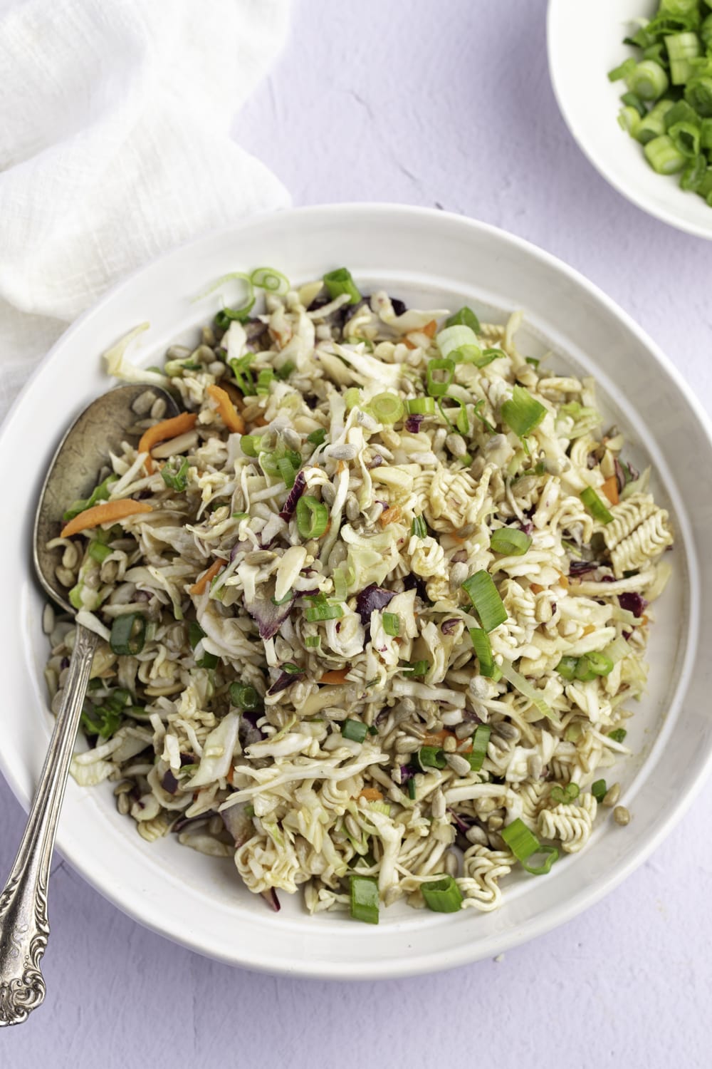 Coleslaw mixed with raw ramen.