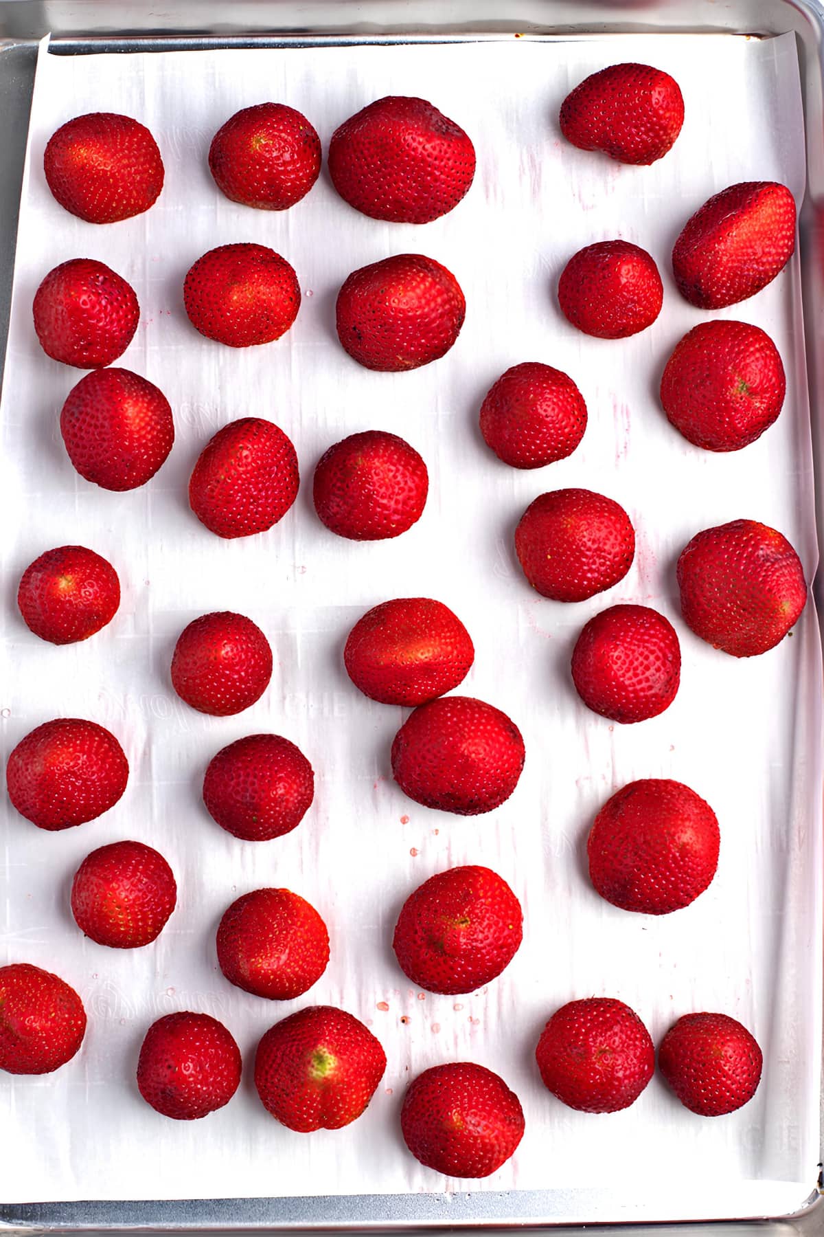 Fresh Strawberries on a Baking Sheet