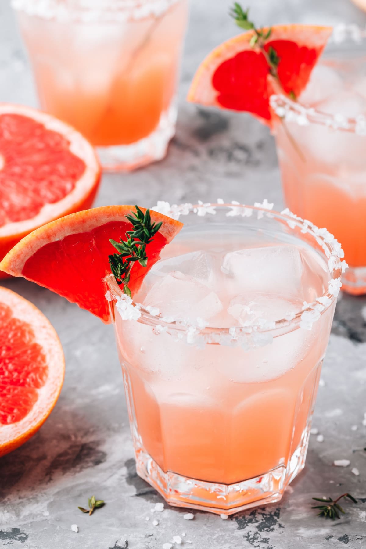 Grapefruit Salty Dog Cocktail with Ice in Glass
