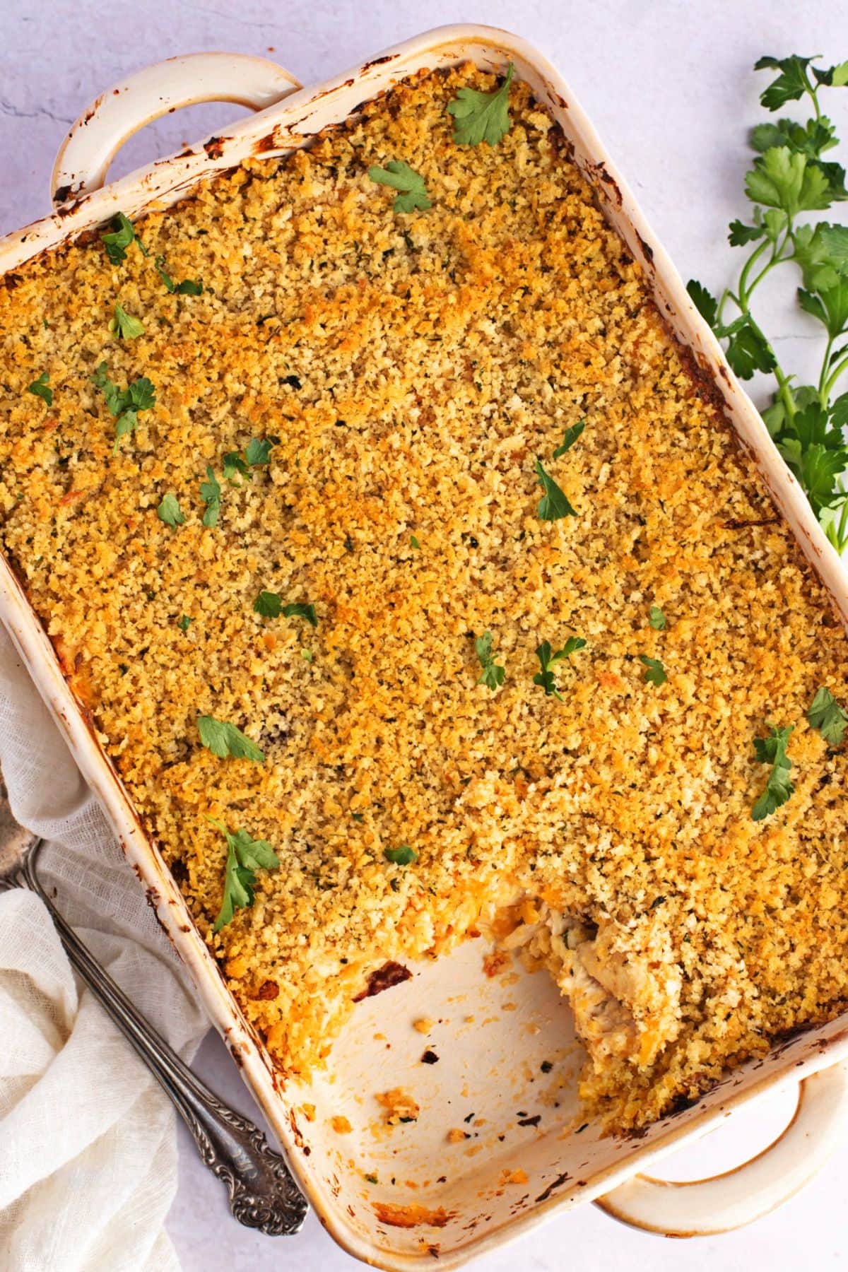 Crack Chicken Casserole Topped with Parsley