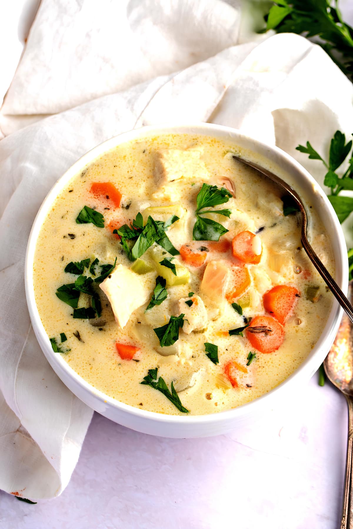 Homemade Panera Chicken and Wild Rice Soup with Vegetables