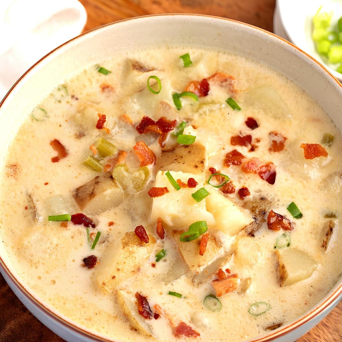 Creamy Irish Potato Soup on a Bowl