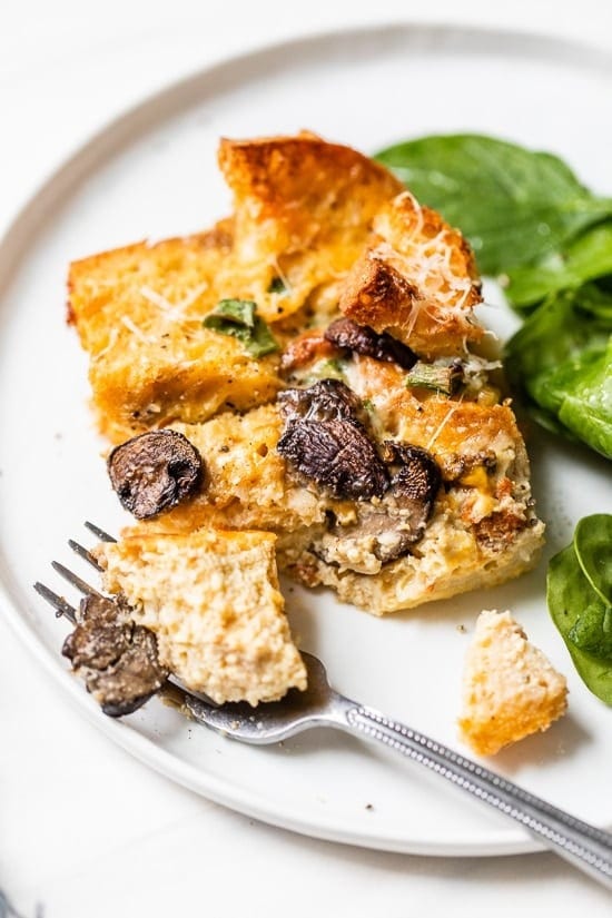 Sausage Mushroom Breakfast Strata in a Plate 