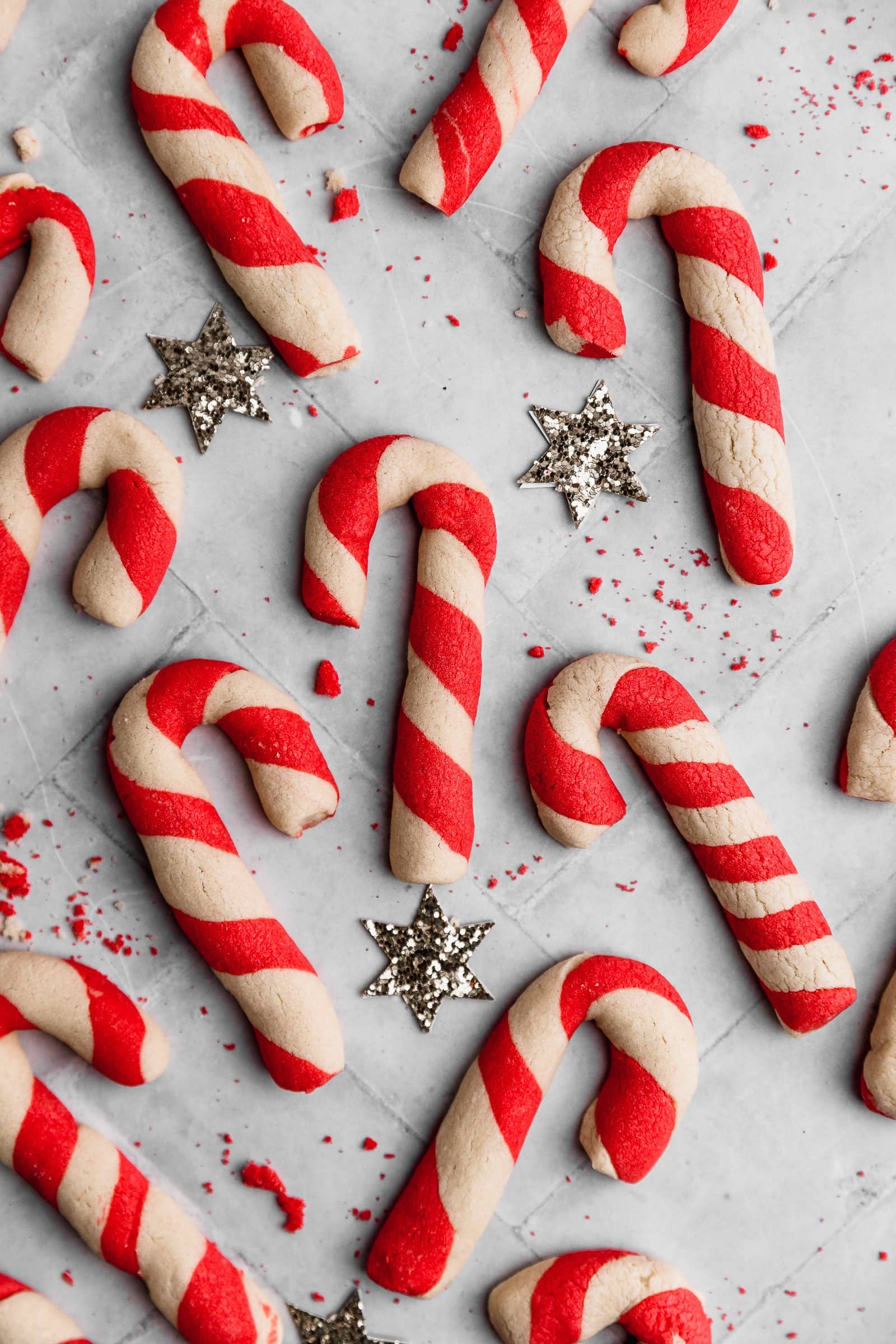 Cane shaped cookies. 