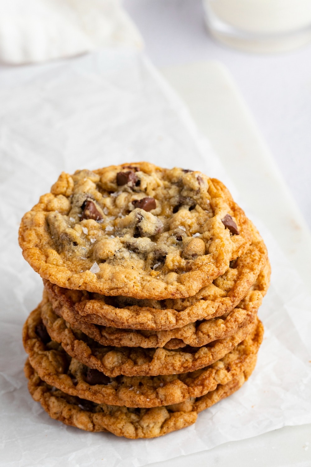 Stack of cowboy cookies. 