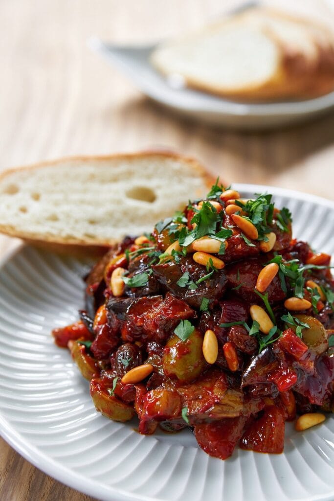 Sauce Eggplant Caponata Served with Bread