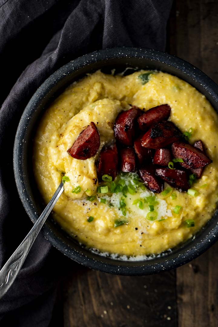 Cheesy Sausage and Grits with Spicy Jalapeno Pepper 