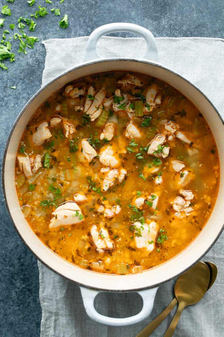 Homemade Low-Carb Chicken Soup with Cauliflower