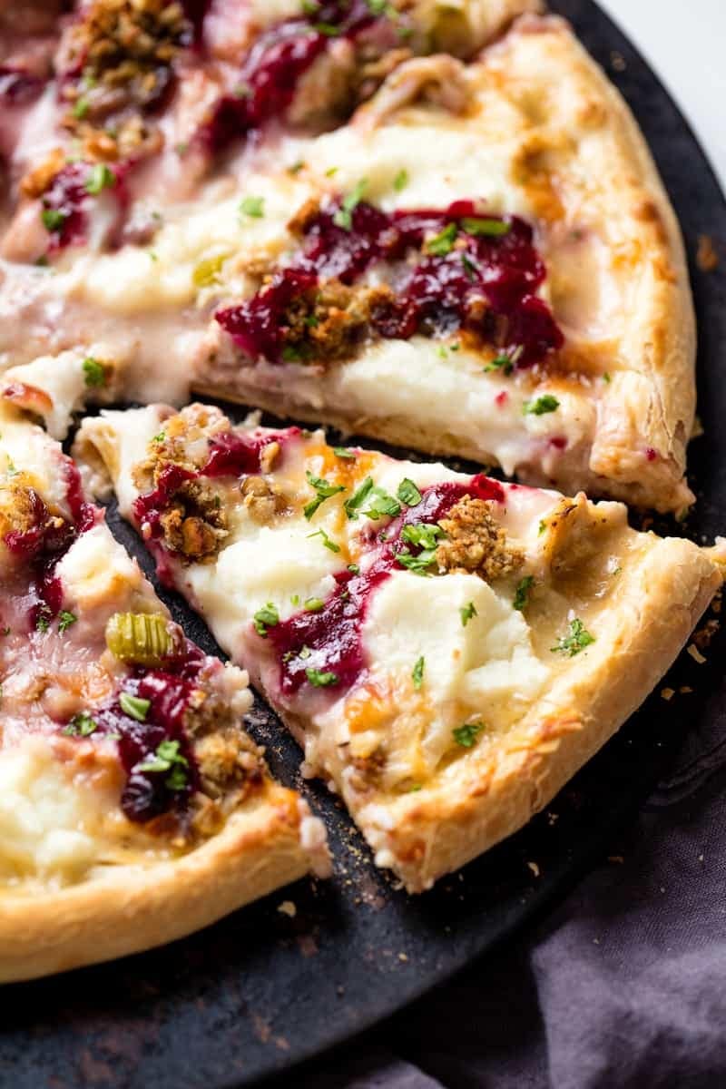  Sliced Cranberry cheese pizza.