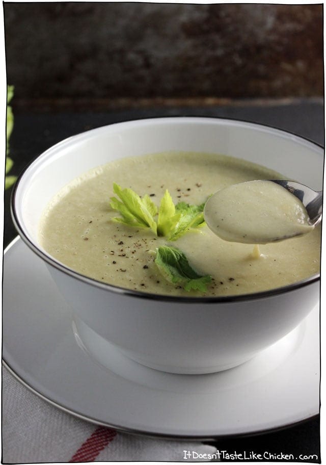 Smooth and Silky Celery Soup in a Bowl