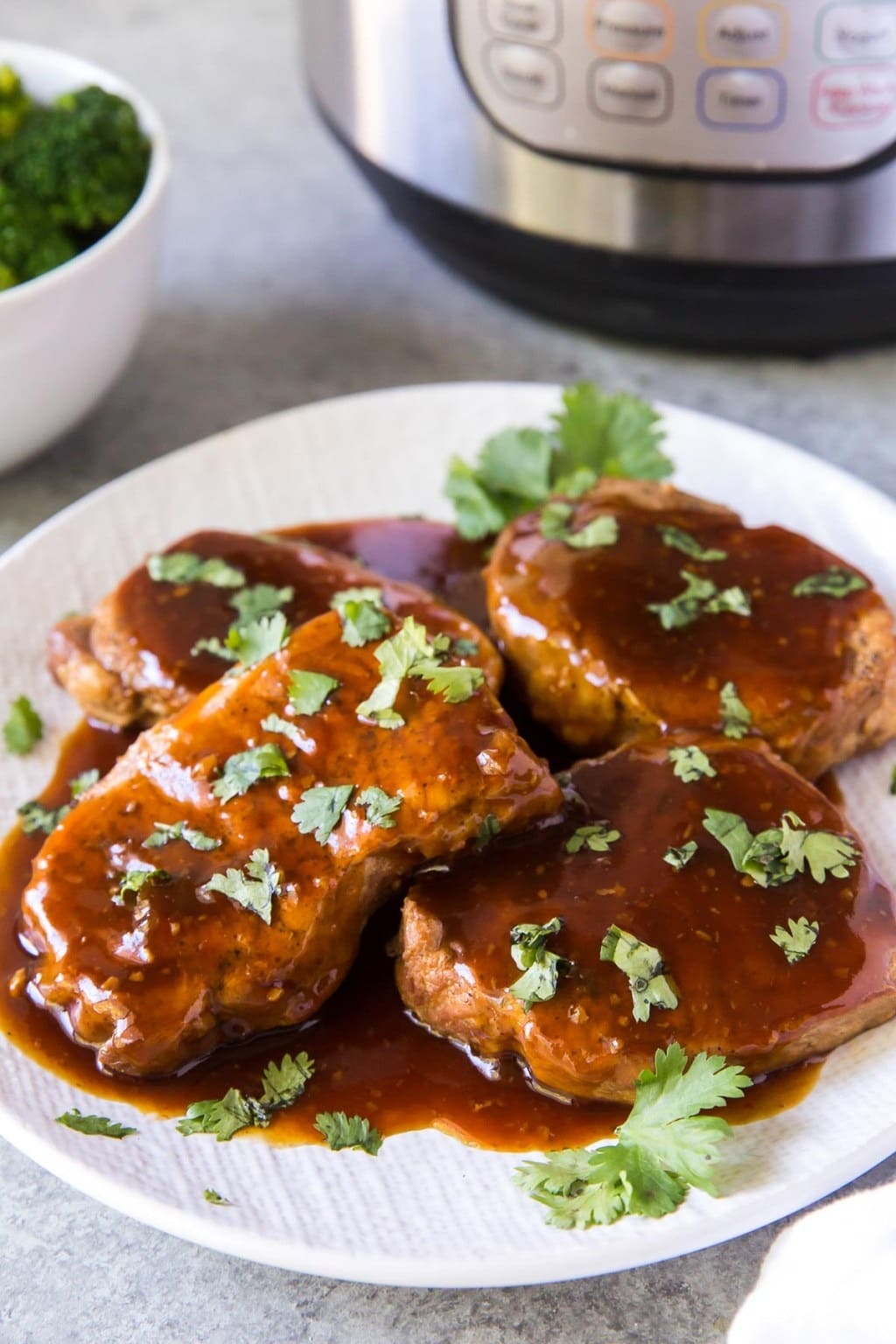 Homemade Insant Pot Pork Chops with Honey Garlic Sauce and Herbs
