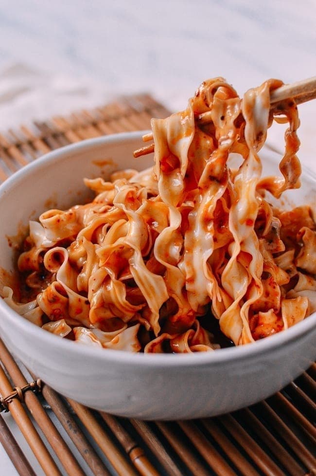 Homemade Noodles with Creamy Peanut Butter and Chili Oil