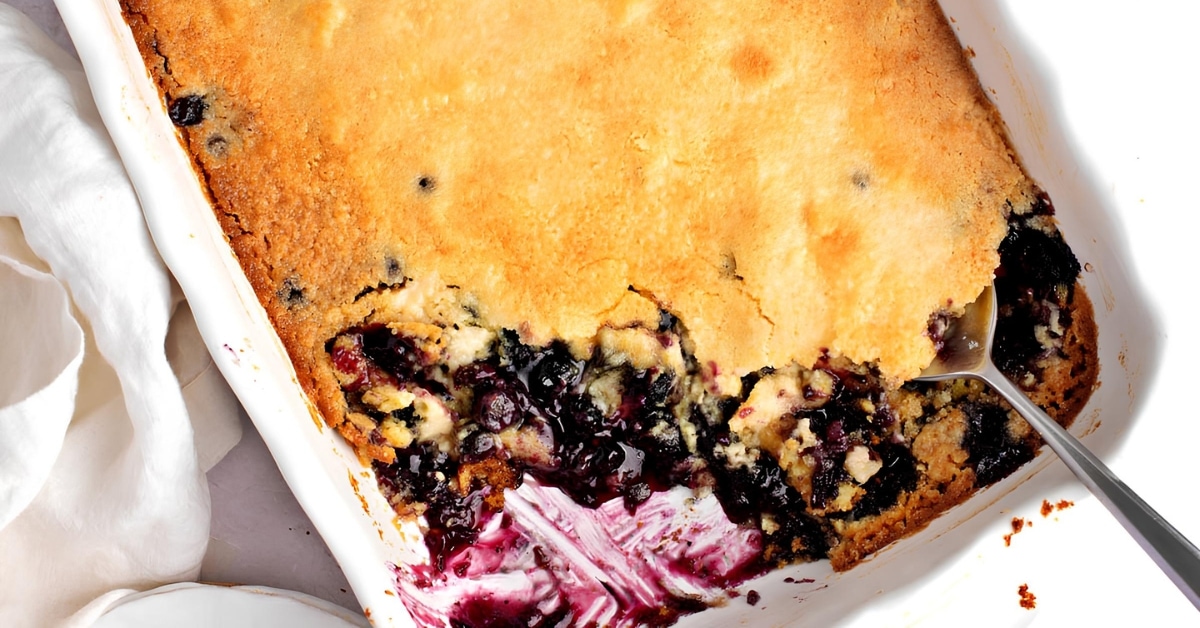 A Casserole of Blueberry Dump Cake Dessert