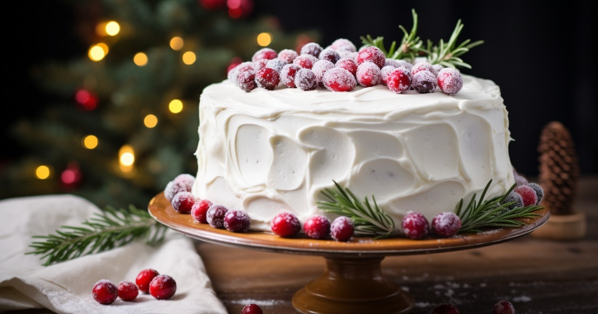 Traditional Christmas Cake on a Stand