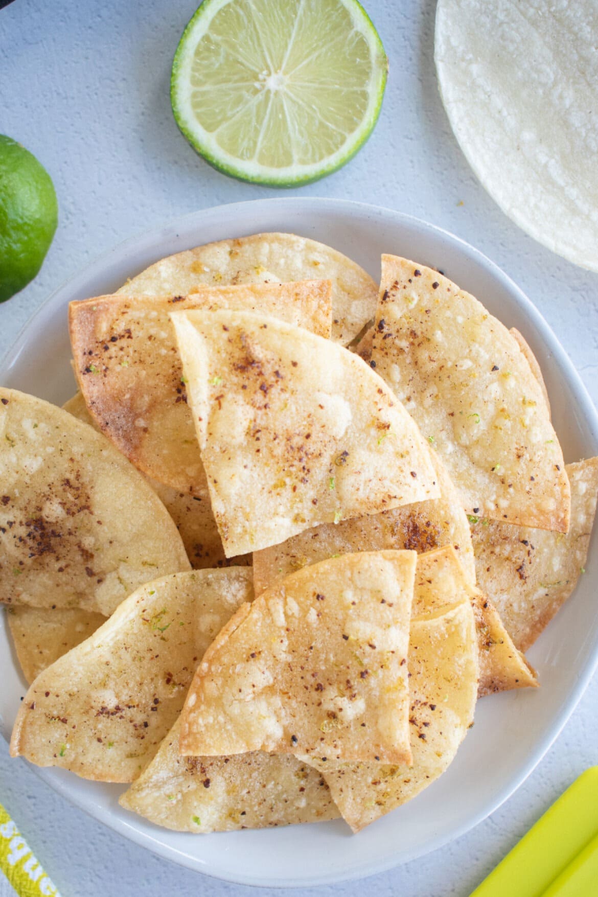 A bowl of homemade tortilla chips.