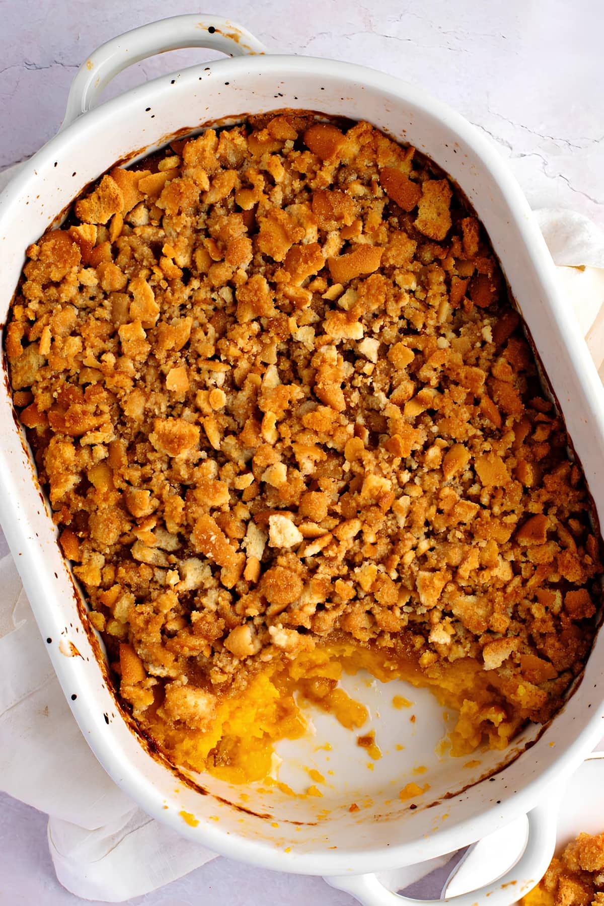 Crunchy and Sweet Butternut Squash Casserole Top View