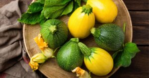 Fresh Green and Yellow Zucchini Top View