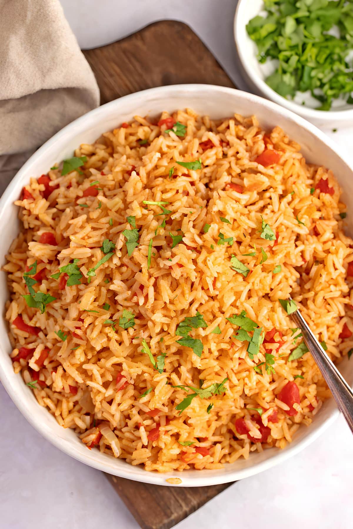 Savory and Flavorful Spanish Rice with Herbs and Onions Top View