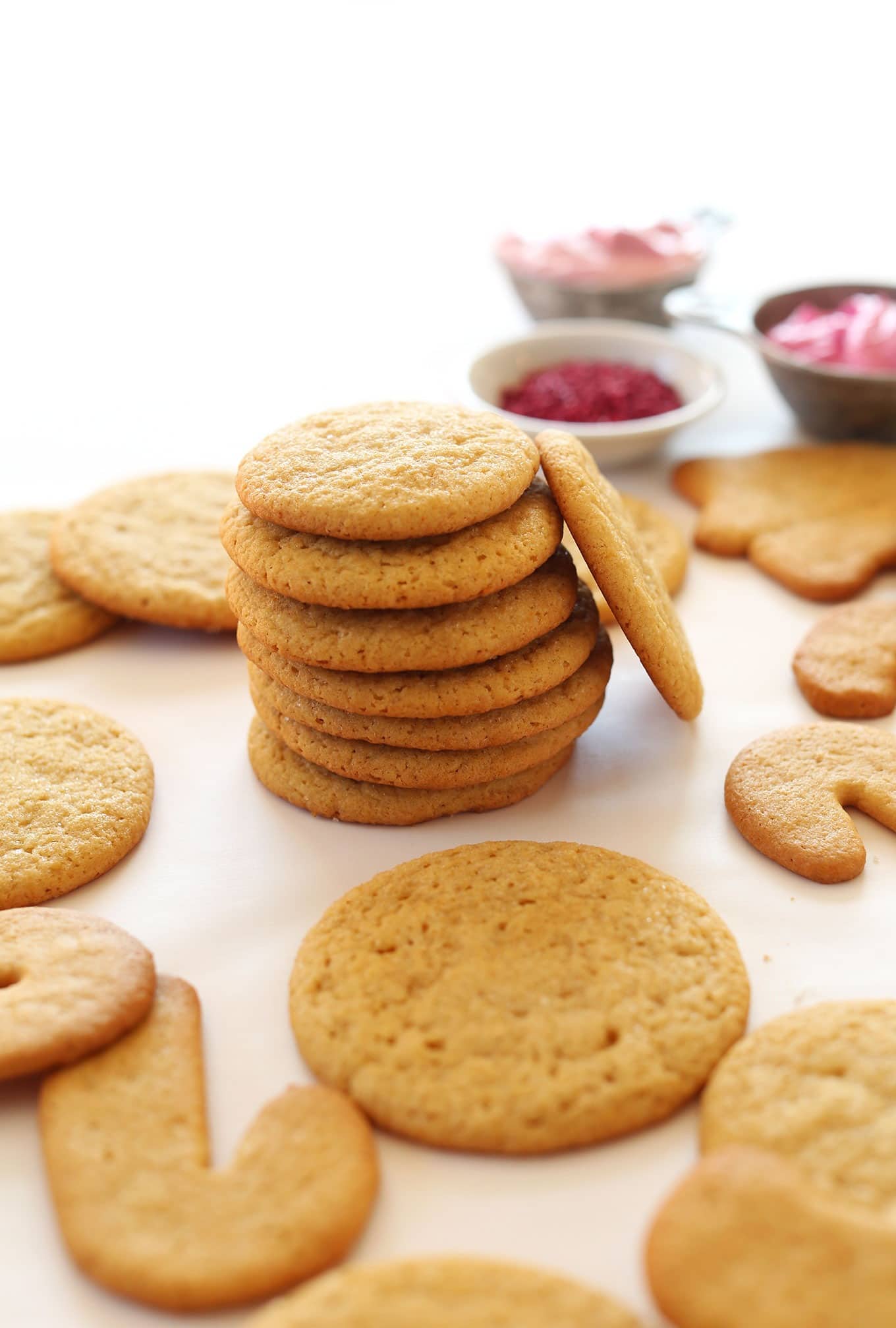 Stack of vegan sugar cookies. 