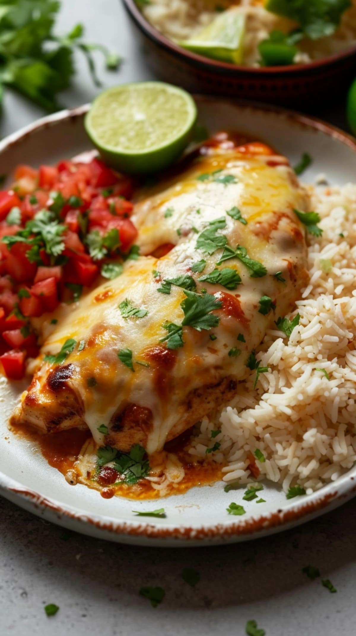 Fiesta Lime Chicken with rice, lime, and salsa