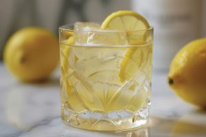 White Negroni in a Rocks Glass with Lemons