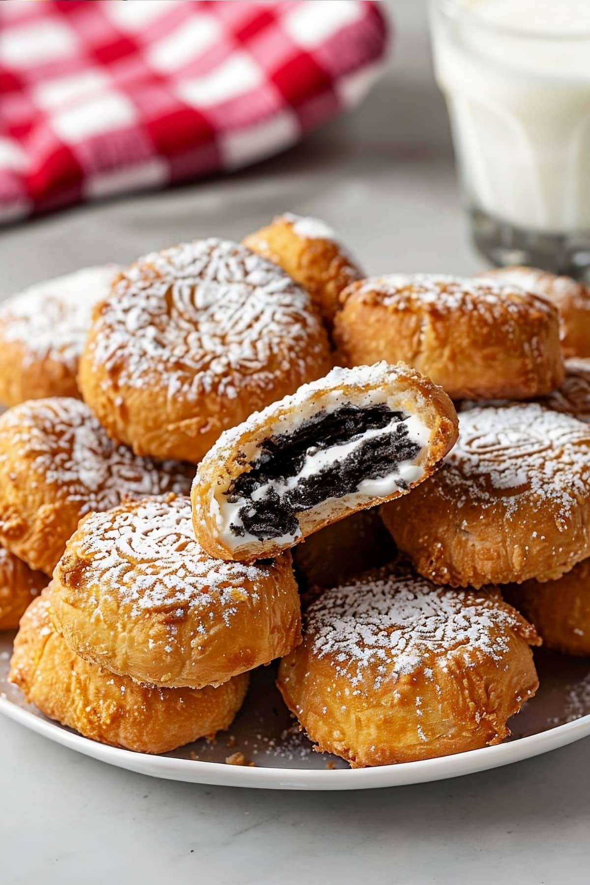 Air Fryer Fried Oreos, milk in the background