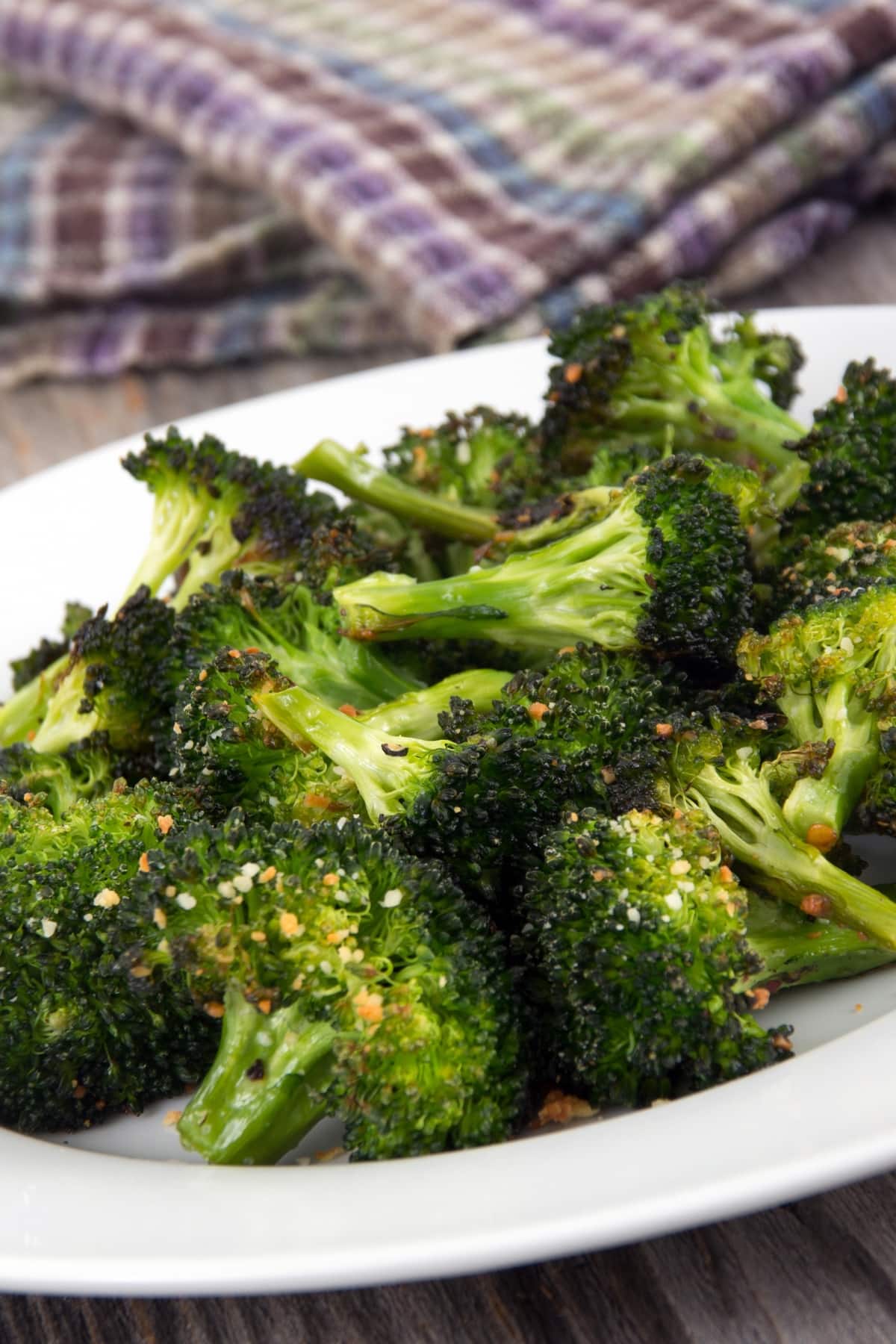 Roasted broccoli florets with parmesan cheese 