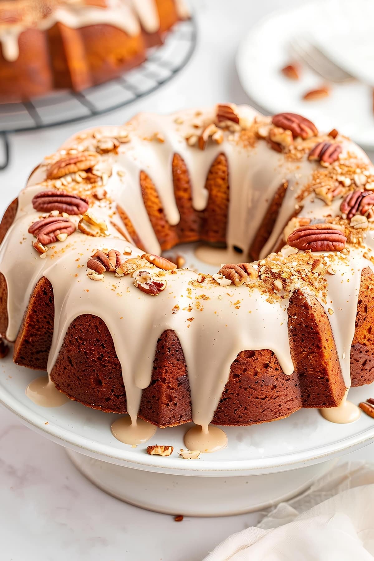 Homemade moist butter pecan pound cake