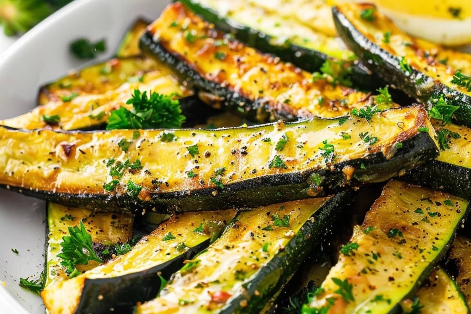 Roasted zucchini on close up.