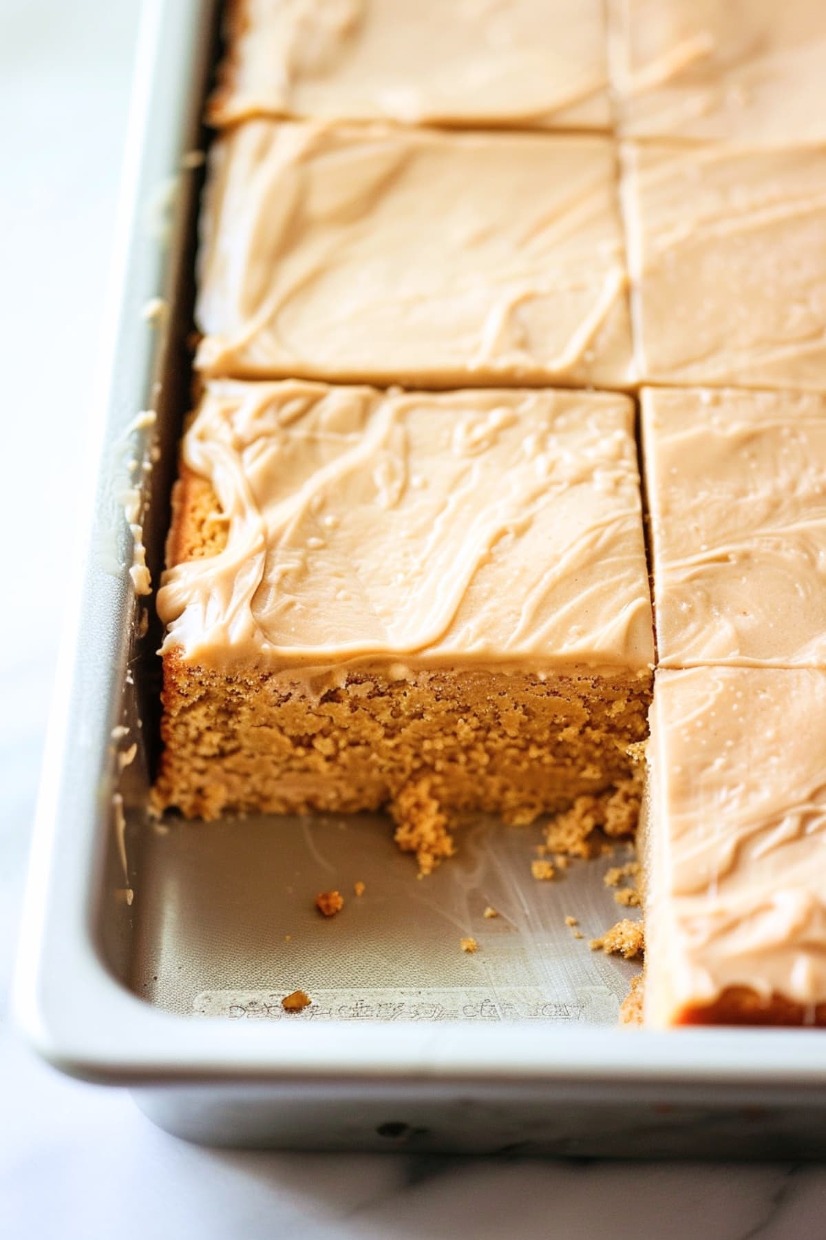 Soft, moist and nutty homemade peanut butter sheet cake