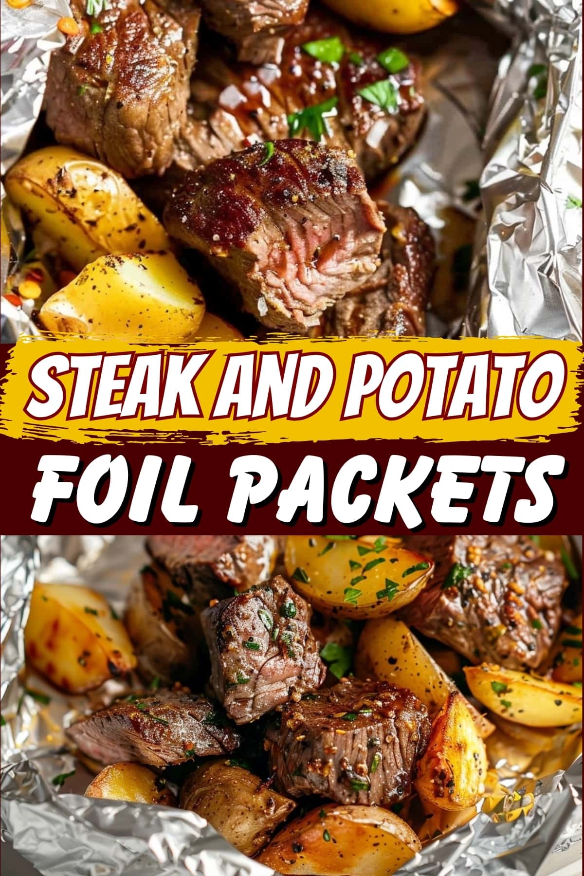 Steak and potato foil packets.