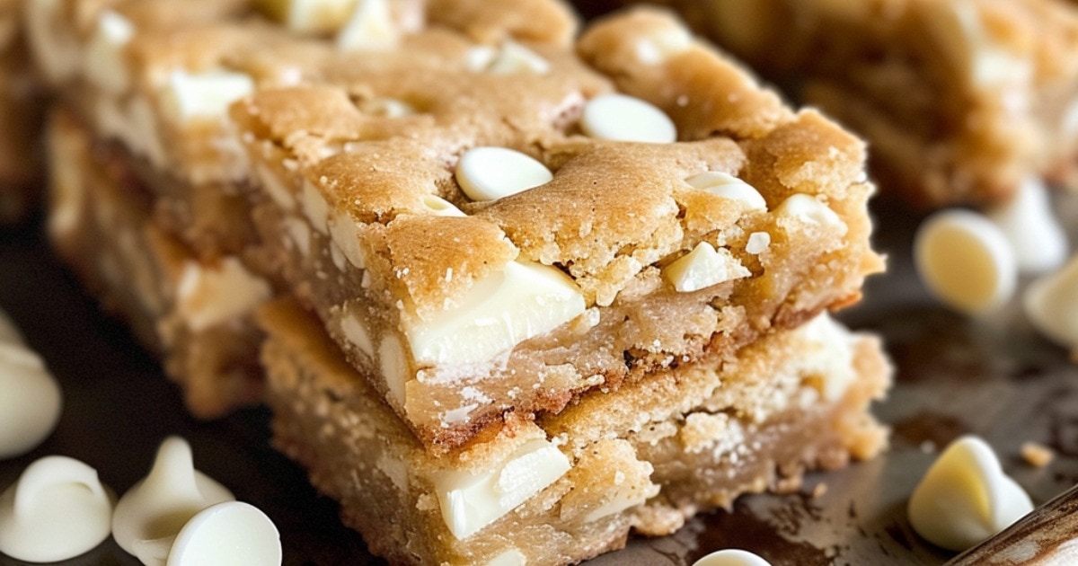 Tray of White Chocolate Blondies (1)