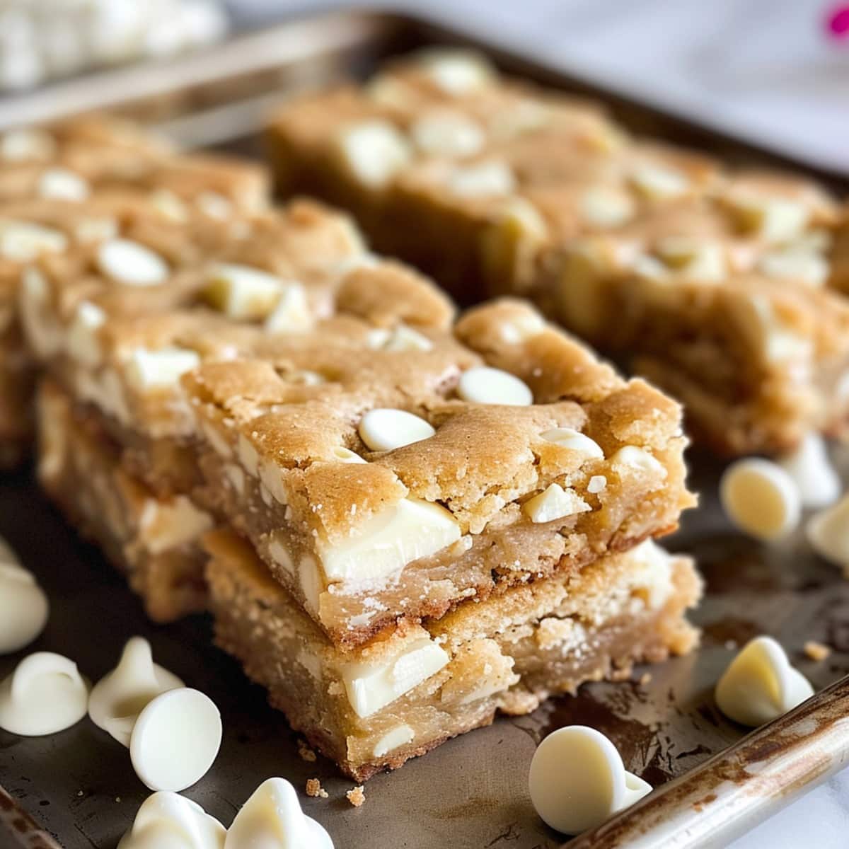 Tray of White Chocolate Blondies