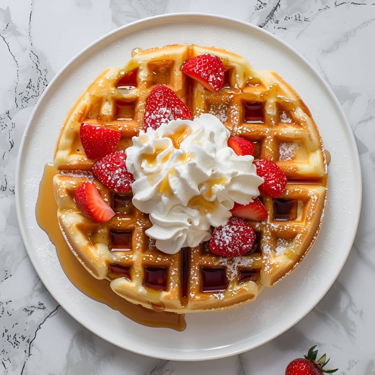 Bisquick Waffles with Strawberries and Whipped Cream