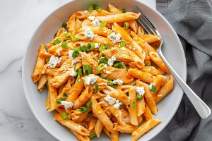 Comforting buffalo chicken pasta, a hearty and satisfying meal that's sure to please any palate