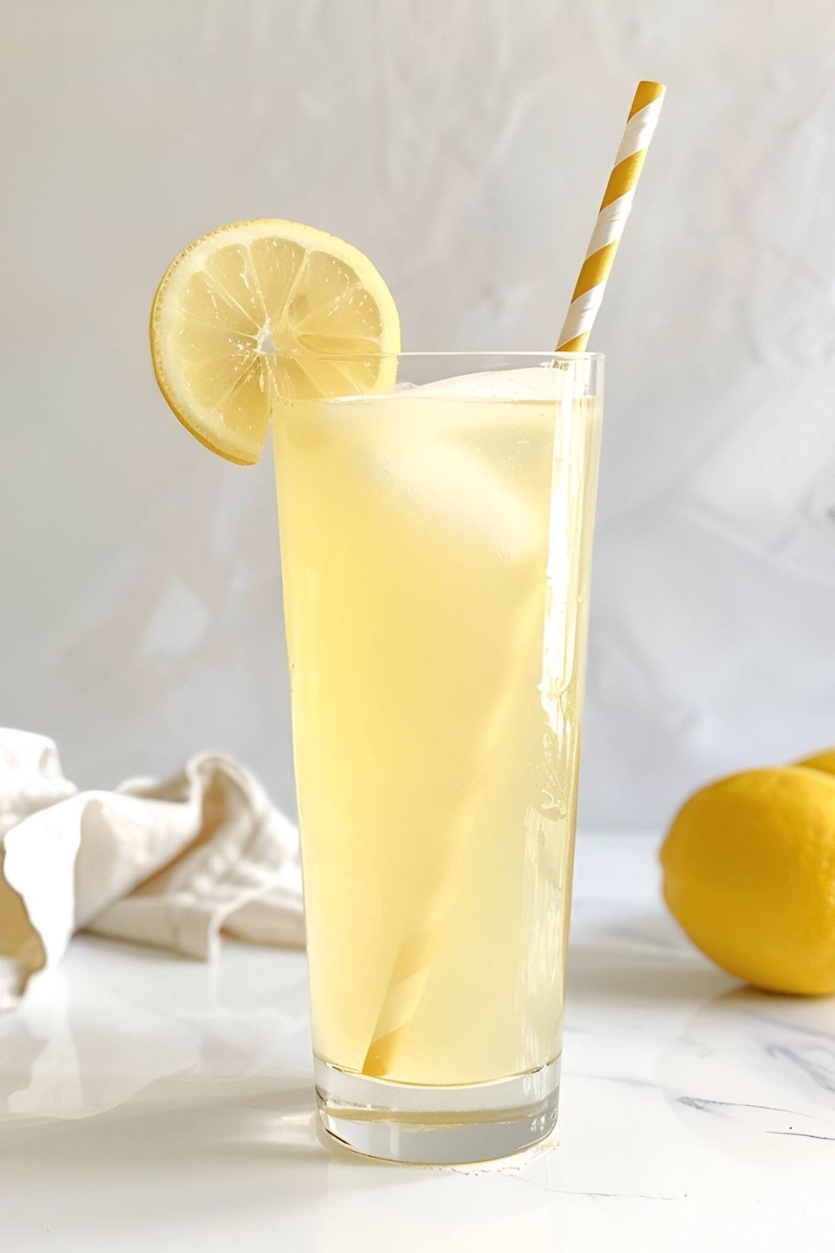 Chick-Fil-A Lemonade in a Tall Glass with Ice 