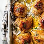 Crispy Baked Chicken Thighs on Baking Tray