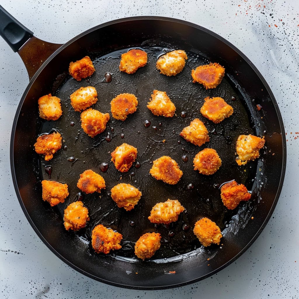 Crispy popcorn chicken coated with breadcrumbs