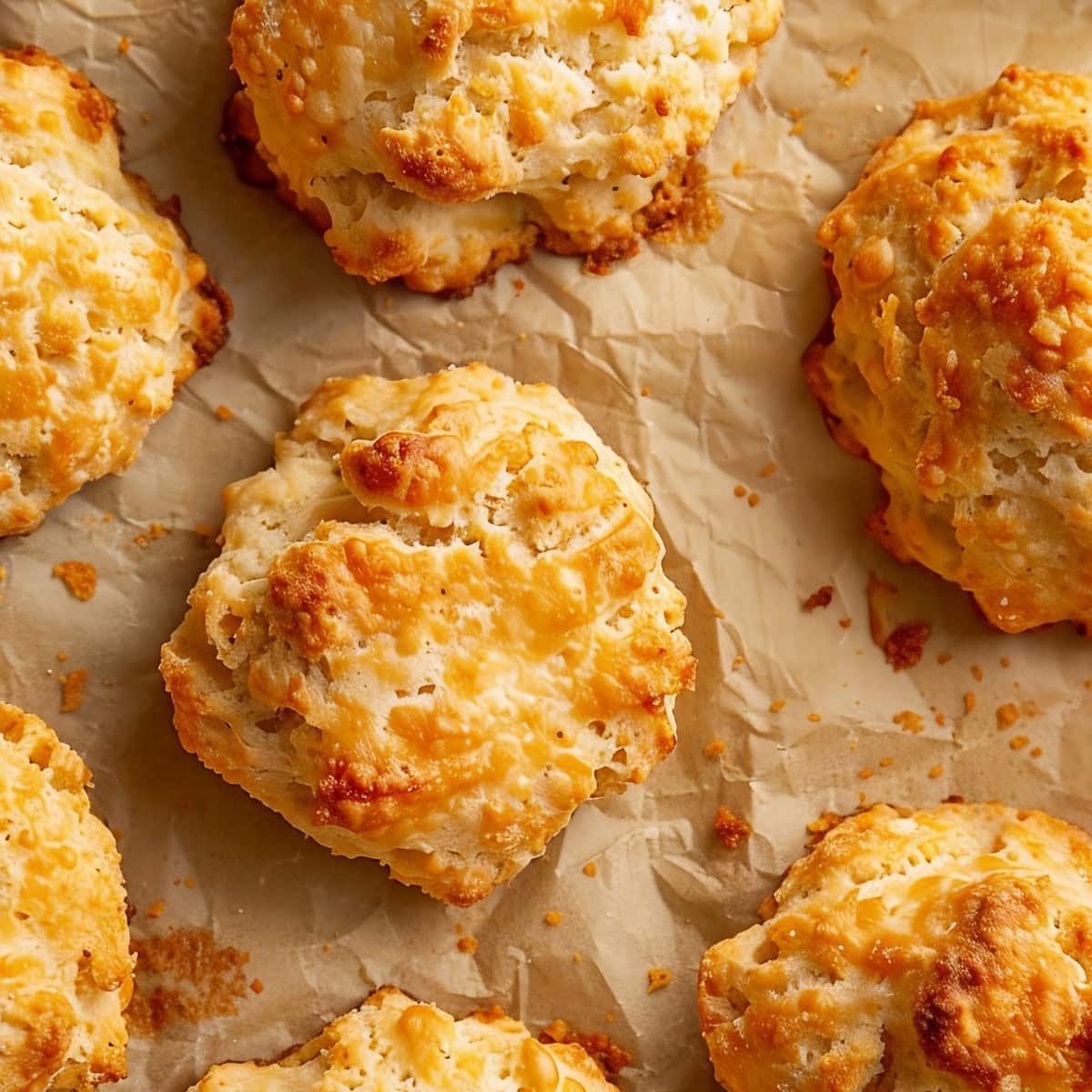 Top Close View of Bisquick Drop Biscuits Freshly Out of the Oven